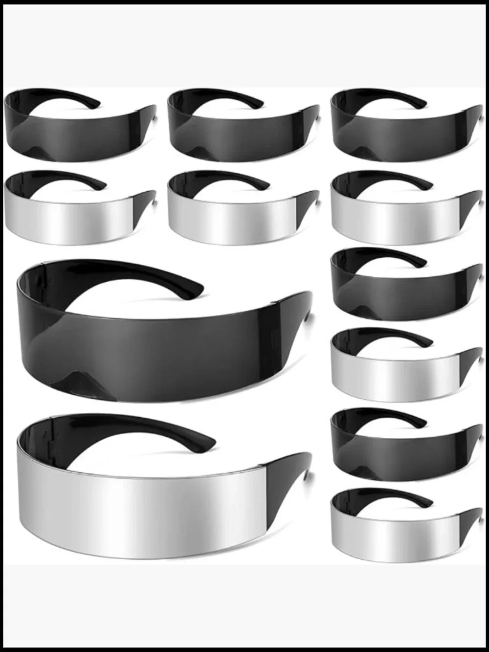 12 Pairs Futuristic Cyber Visor Sunglasses 80s Shield Glasses Costume Cosplay